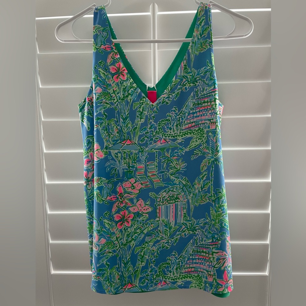 Lilly Pulitzer Florin Sleeveless Top -Boca Blue Beneath The Bougainvillea, XXS
